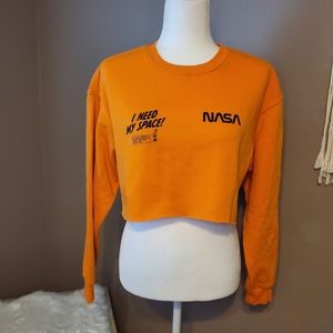 H&M Orange Cropped Nasa Sweater Sz M